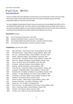 Artist Bio and CV Patrice Wills_Page_1
