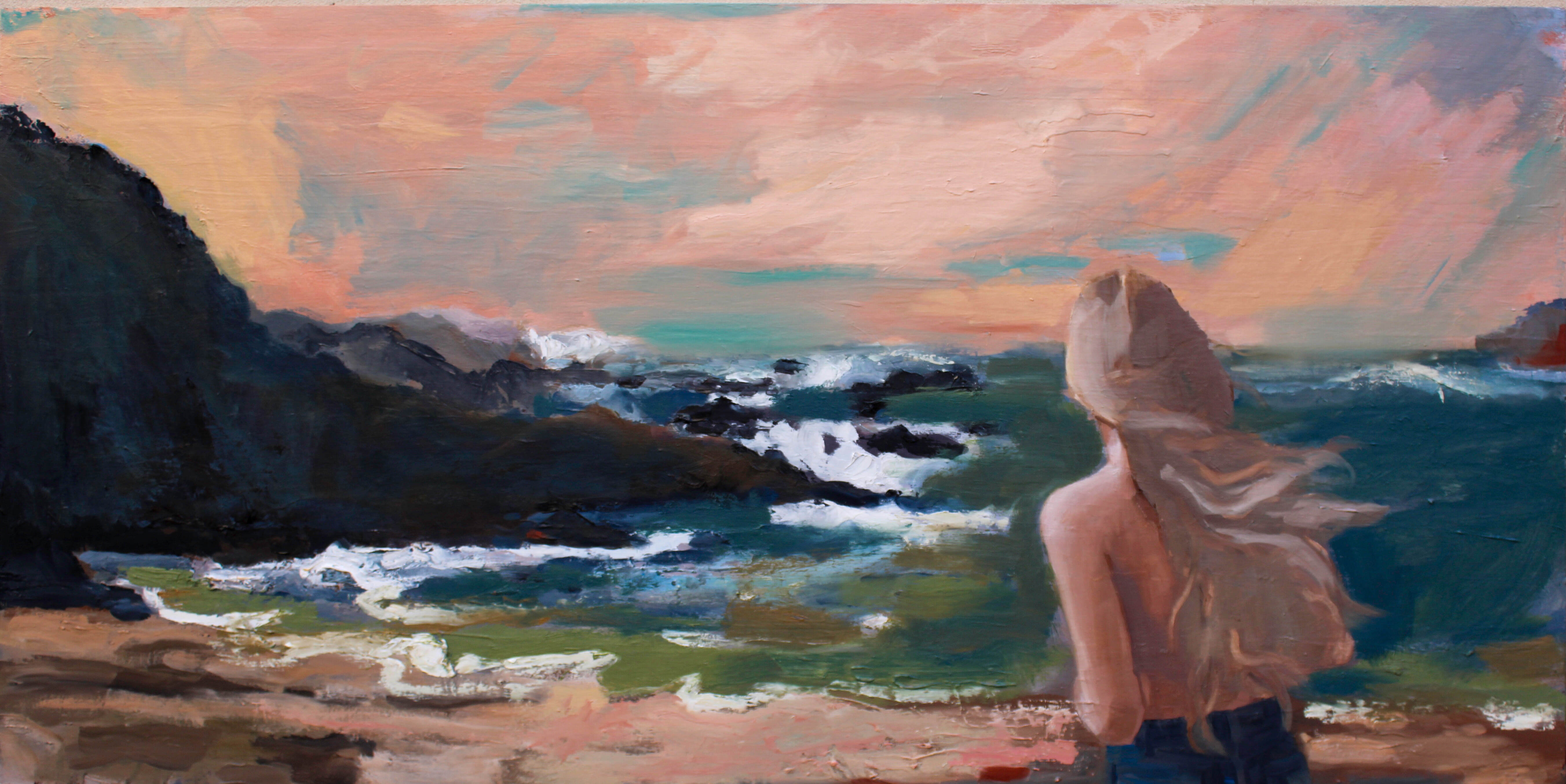Patrice Wills_Young woman on the Shore 2021_120cm x 60cm