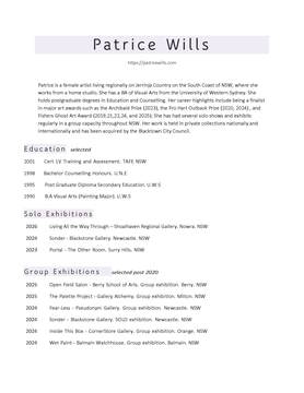 Artist Bio and CV Patrice Wills_Page_1