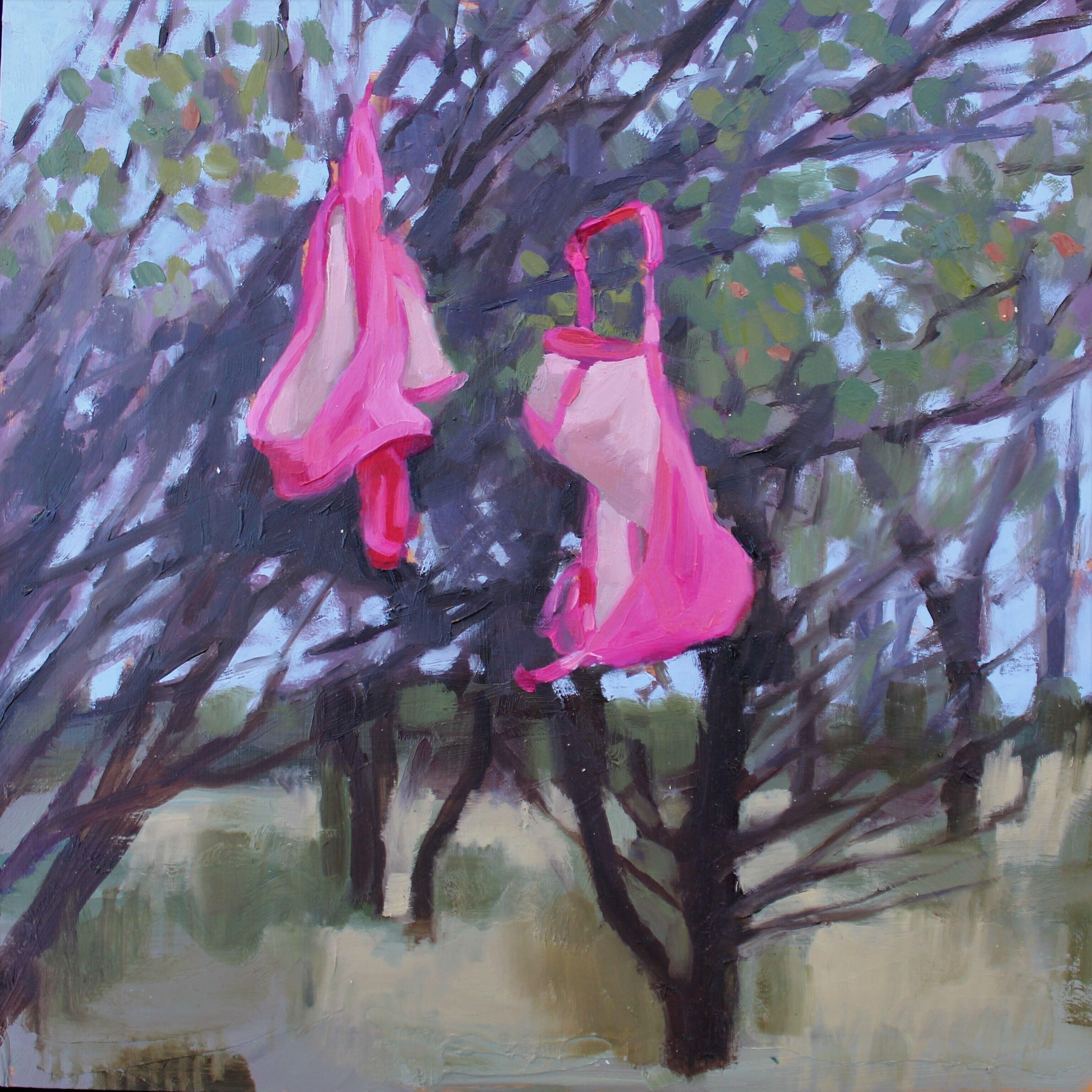 Patrice Wills_Camp Clothesline_oil on canvas_23 x 23cm_framed